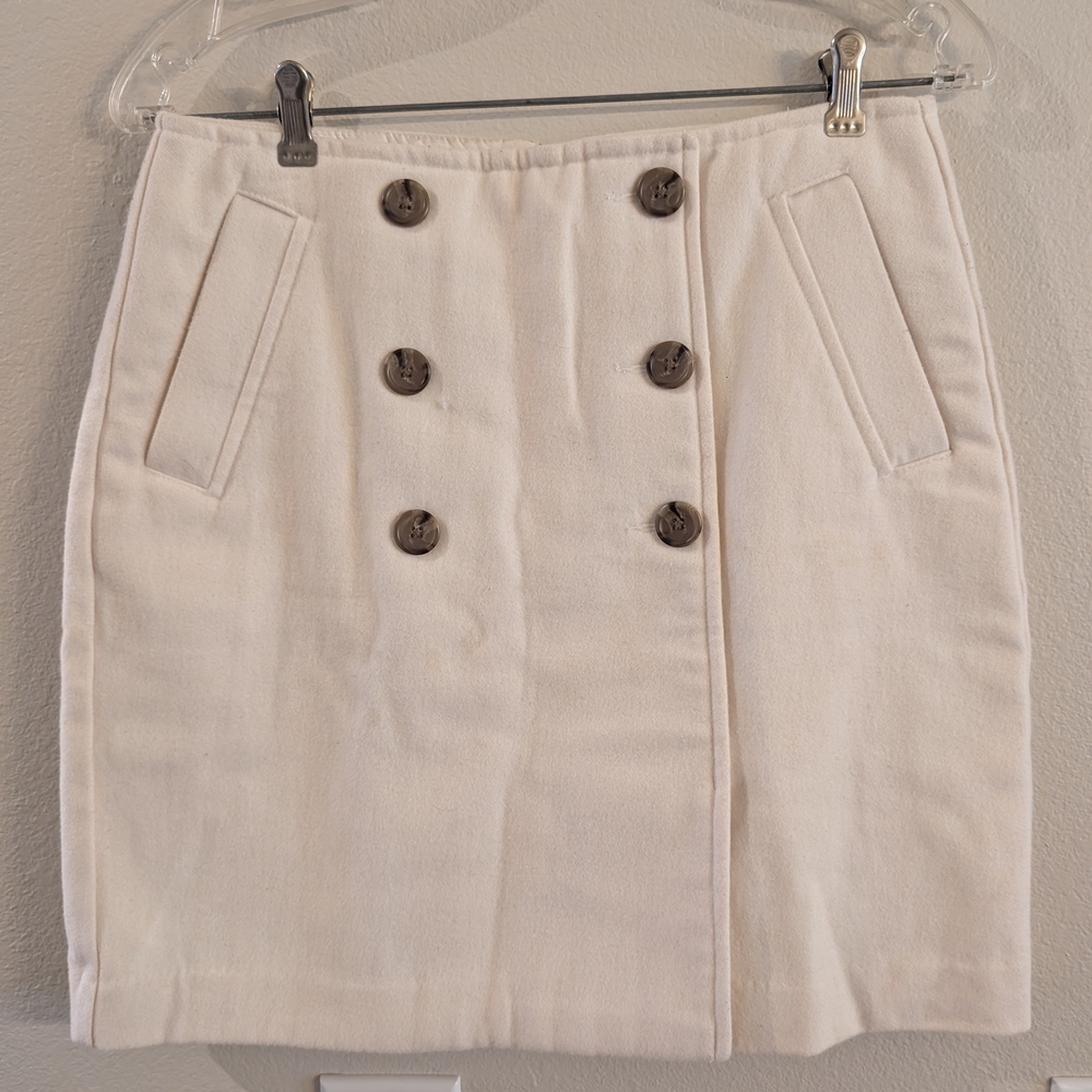 Banana Republic Cream Double-Breasted Mini Skirt